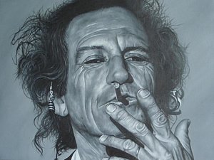 300x225 Keith Richards Painting By David Dunne - Keith Richards Painting