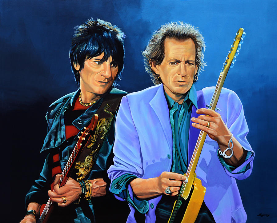 900x725 Ron Wood And Keith Richards Painting By Paul Meijering - Keith Richards Painting