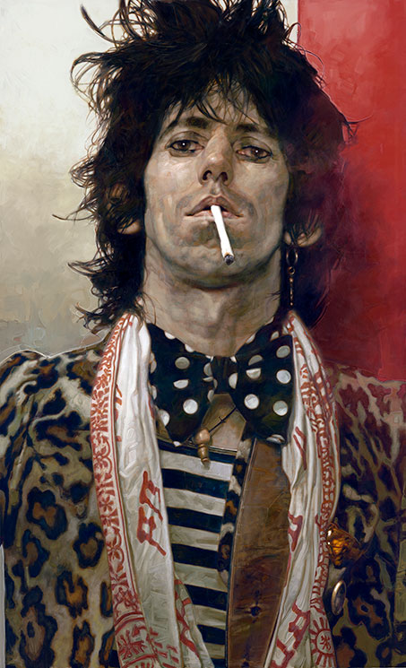 453x745 Fugitive (Keith Richards) By Sebastian Kruger - Keith Richards Painting