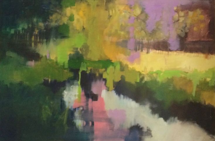 735x484 Reflections. Extra Large Original Oil Painting Reflection - Kell Painting