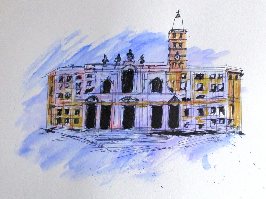 900x673 Basilica St Mary Major Painting By Clyde J Kell - Kell Painting