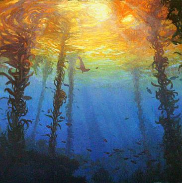 366x368 Kelp Forest Off Santa Cruz Island - Kelp Forest Painting