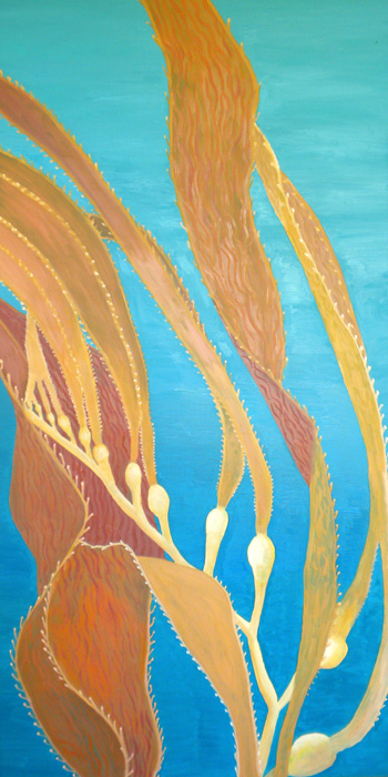 350x700 Oil Painting By Donna Schaffer Of Giant Kelp - Kelp Painting