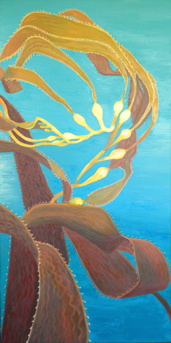 350x700 Oil Painting By Donna Schaffer Of Giant Kelp - Kelp Painting