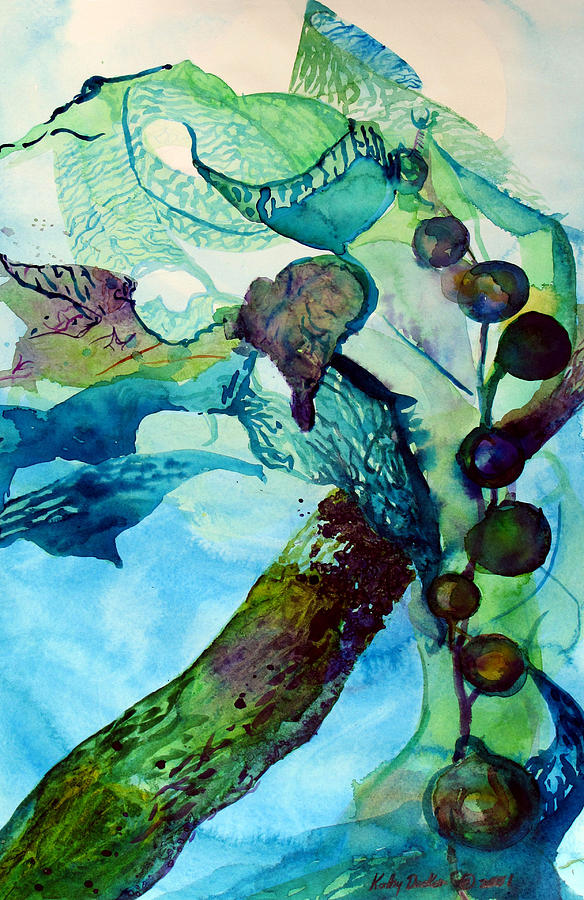 584x900 Seaweed Abstract Painting By Kathy Dueker - Kelp Painting