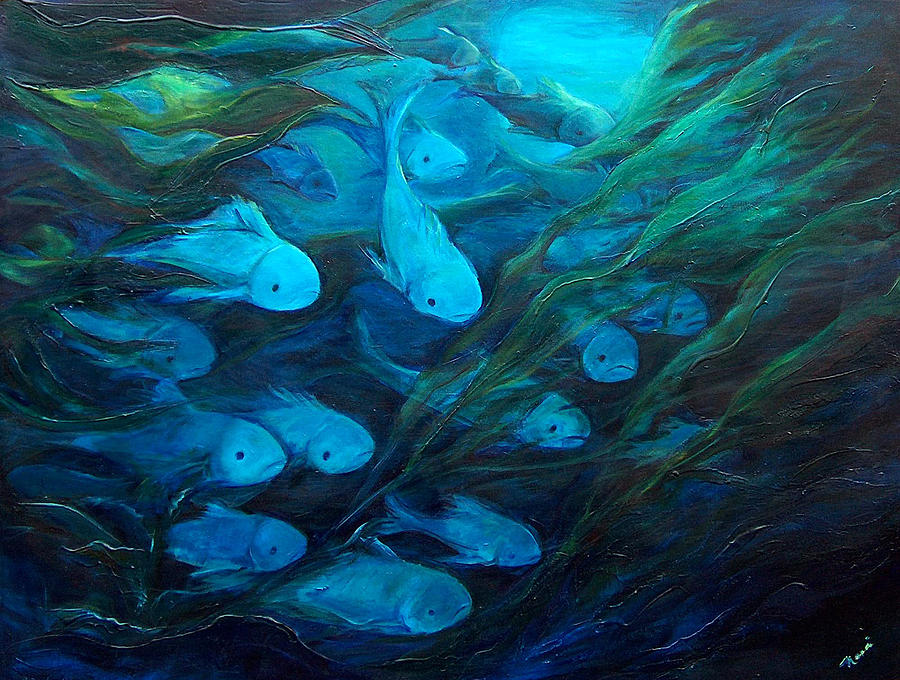 900x680 Fish In The Kelp Painting By Nanci Cook - Kelp Painting