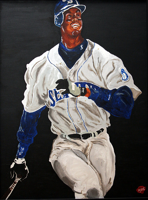 518x700 Ken Griffey Jr. Painting By Michael Fields - Ken Griffey Jr Painting