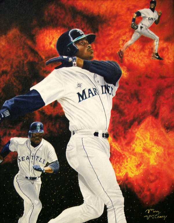 600x770 Ken Griffey Jr. By Mjmjedi - Ken Griffey Jr Painting