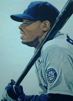 236x325 Ken Griffey Jr. Watercolor By Michael Pattison. Sports Art - Ken Griffey Jr Painting