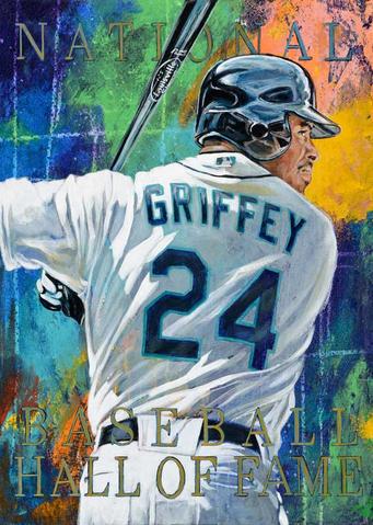 341x479 Ken Griffey Jr Nbhof Fine Art Print - Ken Griffey Jr Painting