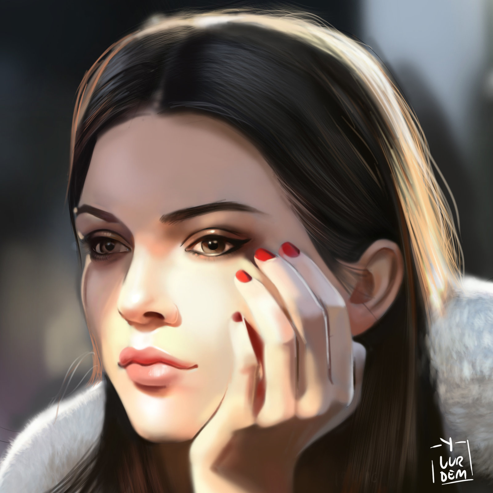 1600x1600 Kendall Jenner Portrait Detail By Vurdem - Kendall Jenner Painting