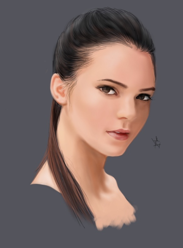 584x794 Kendall Jenner By Juliusbagoyo - Kendall Jenner Painting