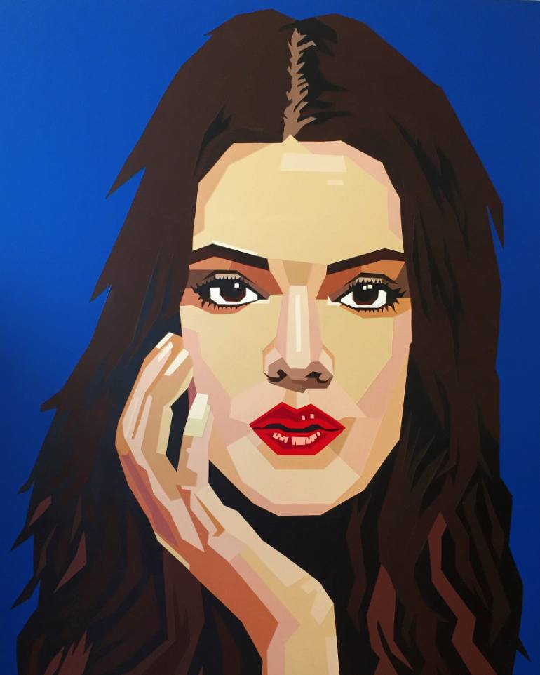 770x962 Saatchi Art Kendall Jenner (Blue) By Elizabeth Sutton Collection - Kendall Jenner Painting