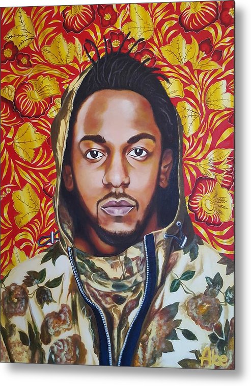 493x756 Kendrick Lamar Floral Portrait Original Acrylic Painting Metal - Kendrick Lamar Painting