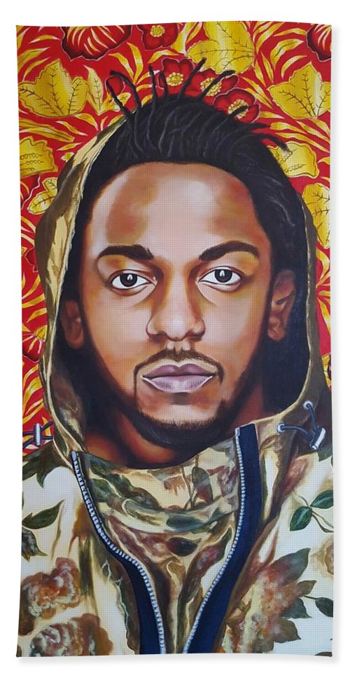 500x967 Kendrick Lamar Floral Portrait Original Acrylic Painting Beach - Kendrick Painting