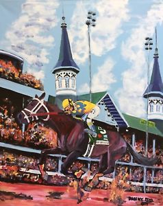 238x300 Horse Racing Kentucky Derby Original Art Painting Dan Byl - Kentucky Derby Painting