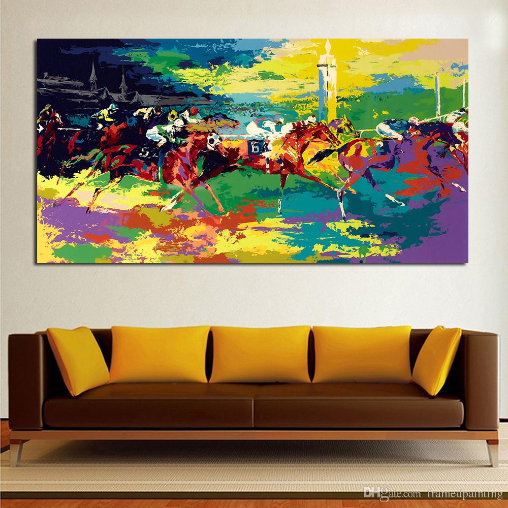 1000x1000 Kentucky Derby Oil Painting Wall Art Canvas Decorative Living Room - Kentucky Derby Painting