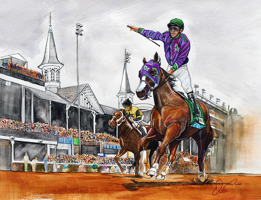 900x691 Kentucky Derby Winner California Chrome Painting By Dave Olsen - Kentucky Derby Painting