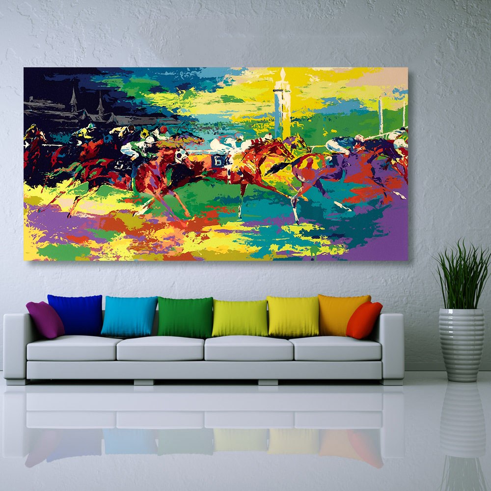 1000x1000 Pop Art Kentucky Derby Oil Painting Printed On Canvas Modern Wall - Kentucky Derby Painting