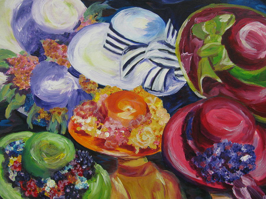 900x675 Derby Hats Painting By Dani Altieri Marinucci - Kentucky Derby Painting