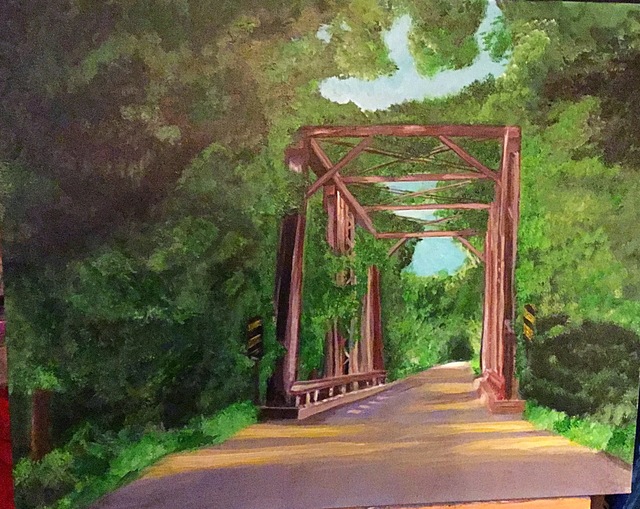 640x509 Linda Lewis Artwork Kentucky Bridge Original Painting Acrylic - Kentucky Painting