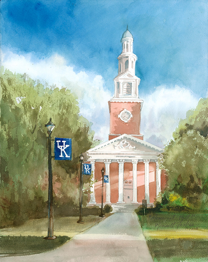 686x864 Uk Memorial Hall Print University Of Kentucky Hand Signed - Kentucky Painting