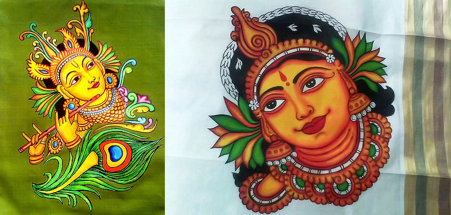900x430 Mural Paintings Kerala,mural Paintings,best Mural Designs On Sarees - Kerala Mural Painting