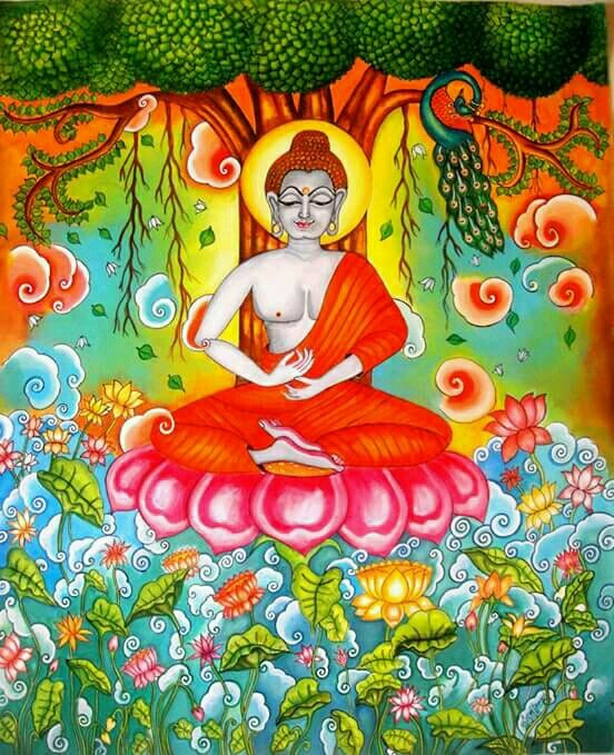 552x679 Buy Kerala Mural Meditating Buddha Handmade Painting By Devi J - Kerala Mural Painting