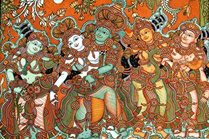 425x283 64 Arts Kalyanam Kerala Mural Art Unframed Canvas Prints (24x16 - Kerala Mural Painting Sketches