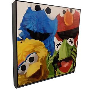 300x300 Sesame Street Amp Kermit Art Poster Plaque Framed Canvas Print - Kermit Painting