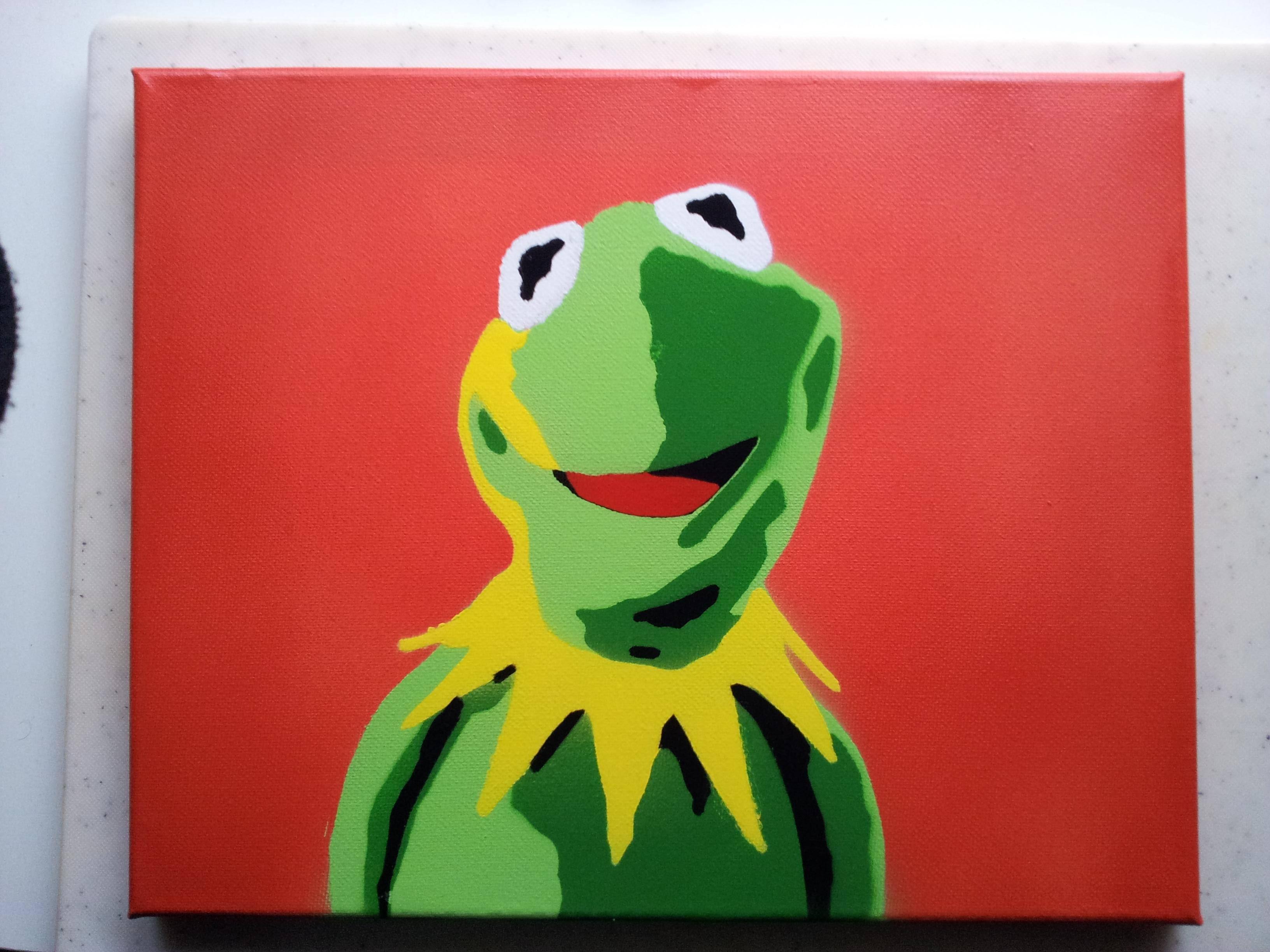 3264x2448 Kermit Stencil Artwork I Made Muppets - Kermit Painting