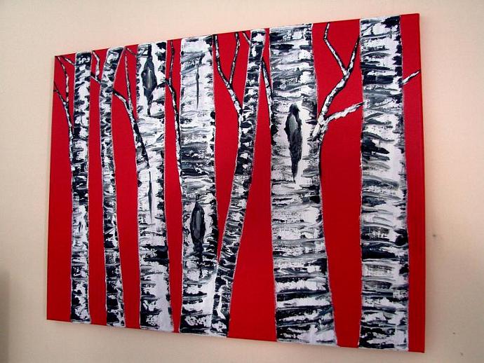 690x518 Ketchup Birches Original Oil Painting By Maineartist On Zibbet - Ketchup Painting