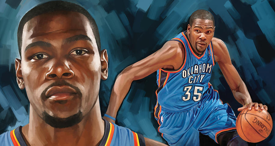 900x477 Kevin Durantrtwork Painting By Sheraz - Kevin Durant Painting