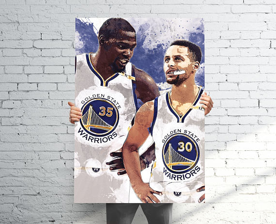 570x462 Steph Curry Kevin Durant Golden State Warriors Sports Art - Kevin Durant Painting