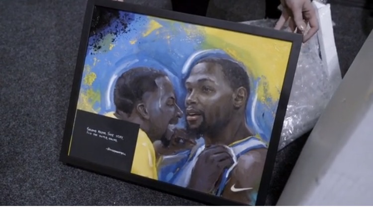 750x416 Video Kevin Durant And Draymond Green Presented With Painting - Kevin Durant Painting