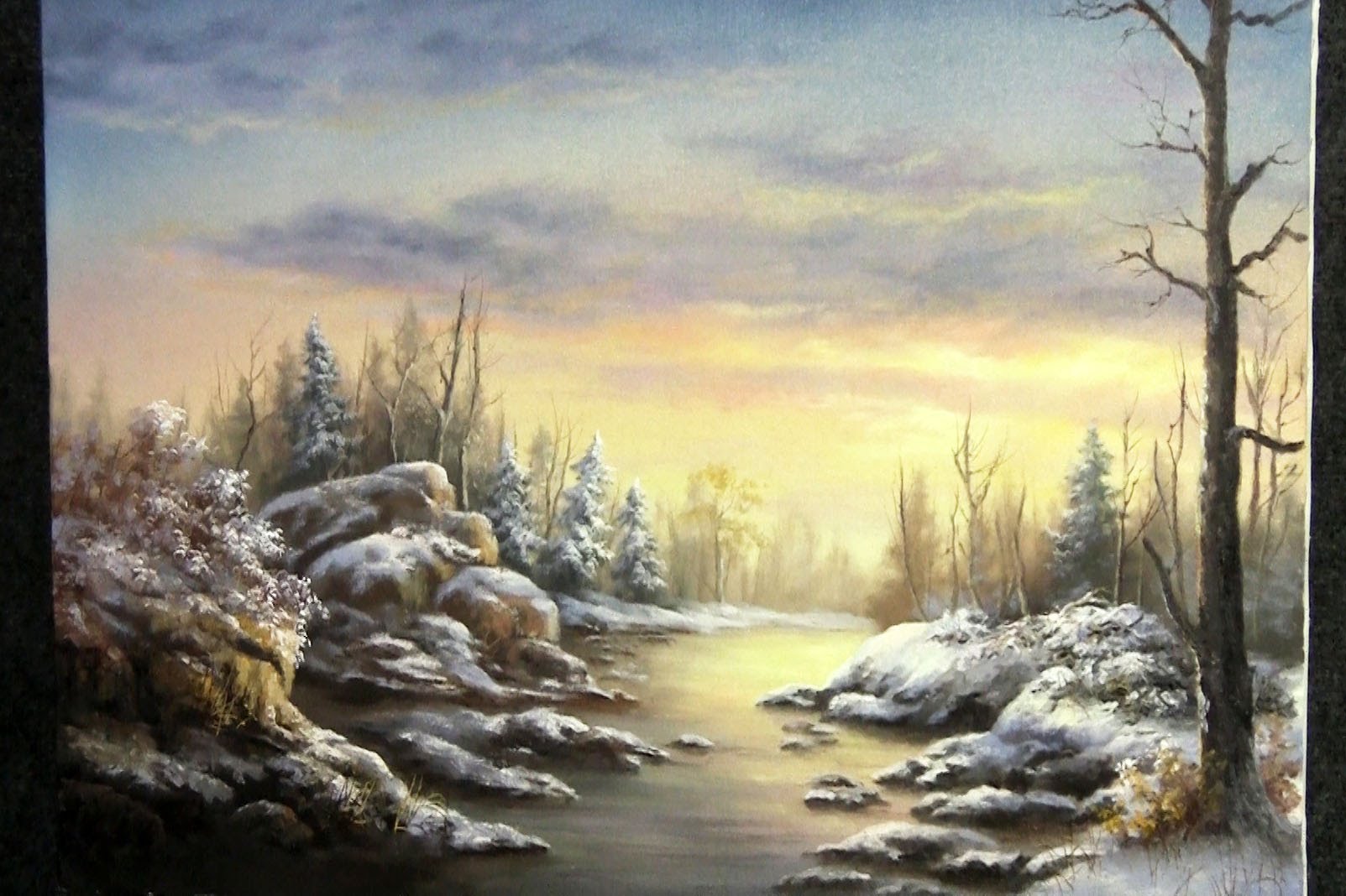 1603x1068 Painting Snowy Sunset Paint With Kevin Hill - Kevin Hill Painting