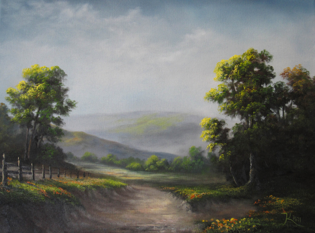 1078x800 Oil Painting By Kevin Hill Wildflower Road E Packet - Kevin Oil Painting