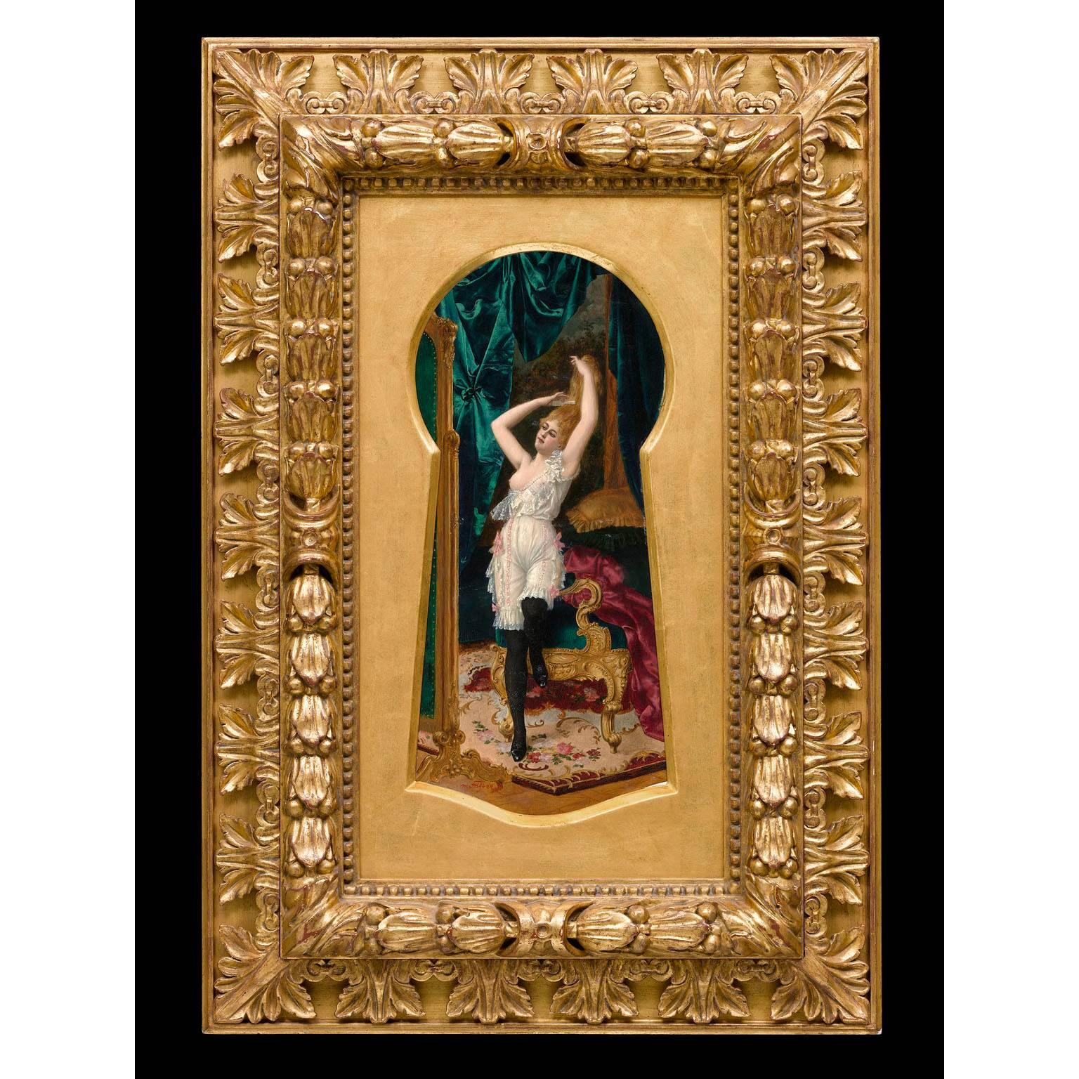 1536x1536 Moritz Stifter Erotica Keyhole Oil Painting On Board For Sale - Keyhole Painting