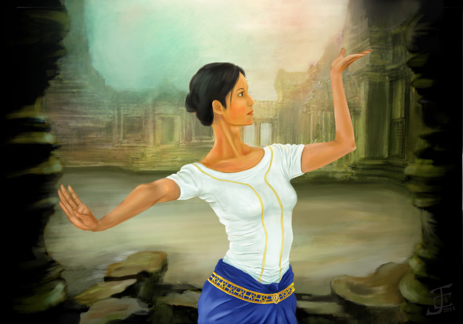 900x630 Khmer Apsara Dancer By Pkg 12 - Khmer Apsara Painting