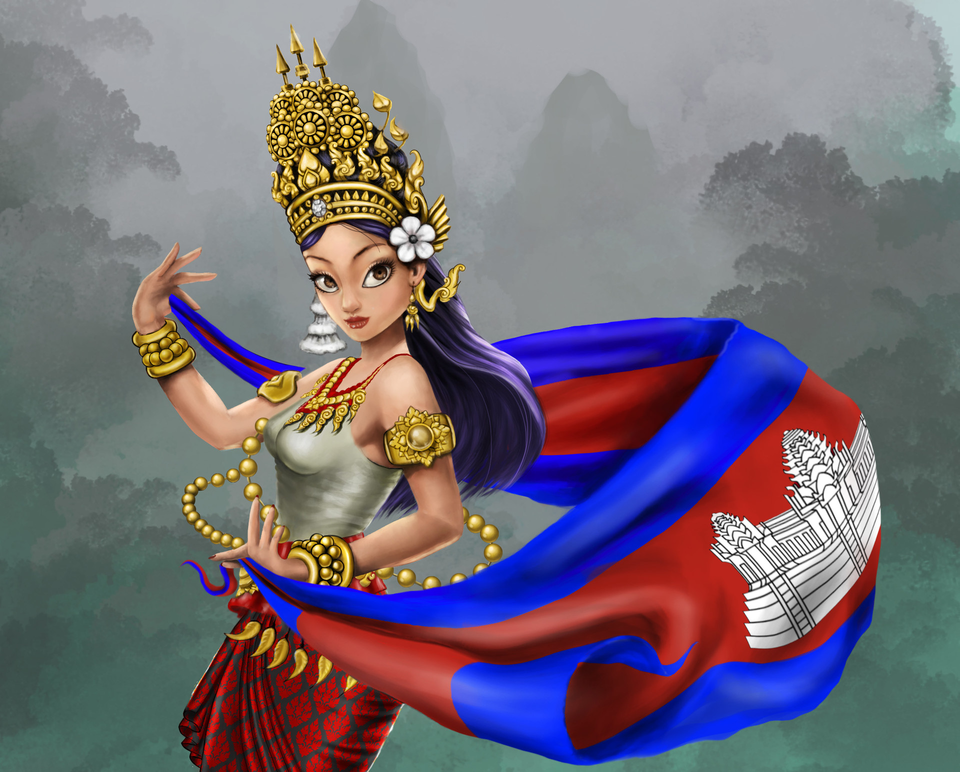 1920x1544 Phirum Yin - Khmer Apsara Painting