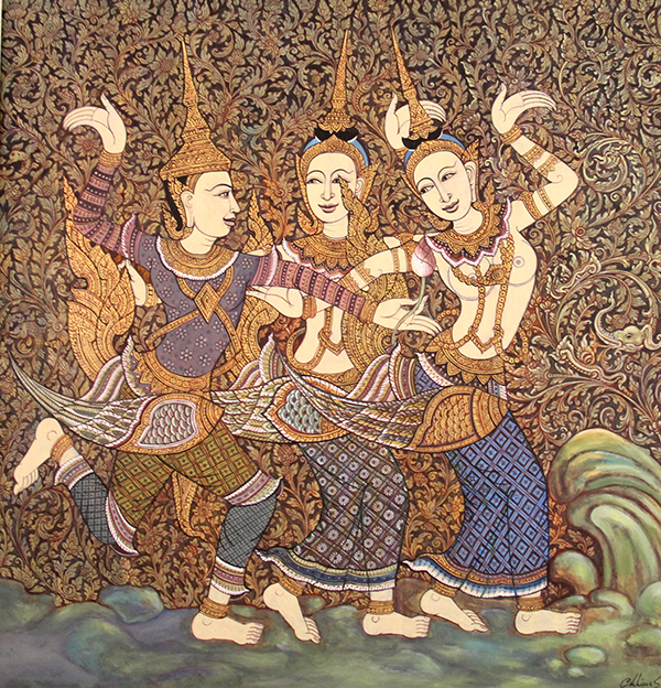 600x624 History Of Artist Chhim Sothy In Cambodia Khmer Gallery Arts - Khmer Painting