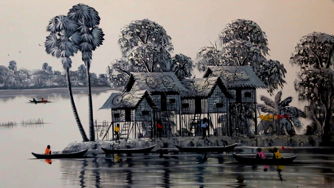 1280x720 A Painting Reflects The Khmer Social Livings At The Country Side L - Khmer Painting