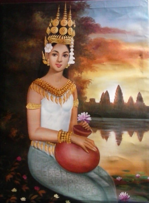 578x787 Painting On Wall Of Khmer Woman - Khmer Painting