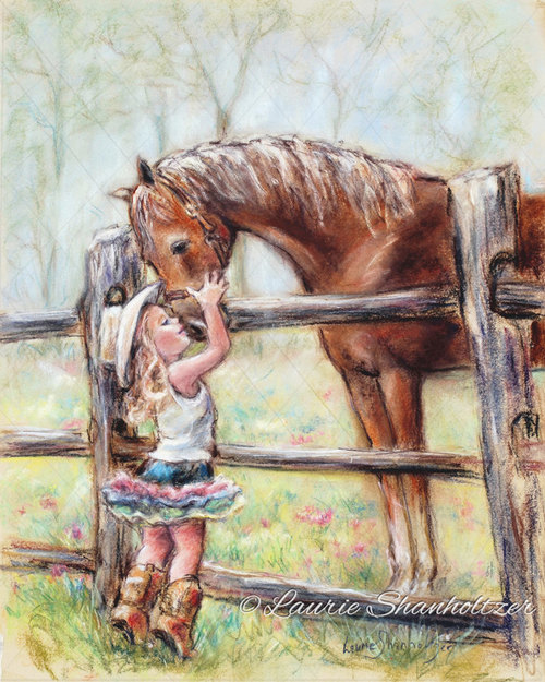 500x625 Girl And Horse, Canvas And Paper Art , Cowgirl, Horse Painting - Kids Horse Painting