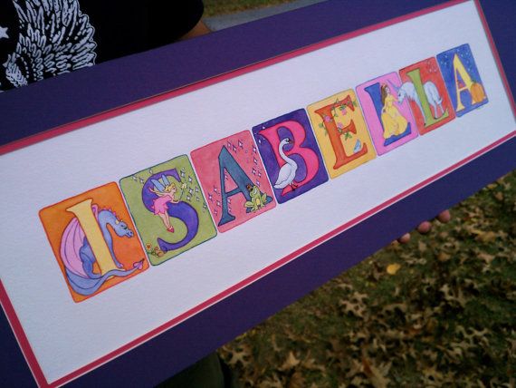 570x428 Princess Name Painting Custom Kid Name Art By Catbirdseatstudio - Kids Name Painting
