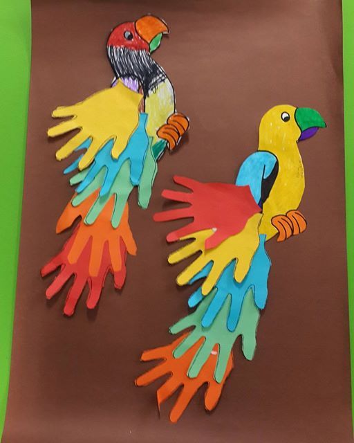 512x640 Handprint Parrot Craft Idea For Kids Preschool Crafts - Kids Painting Worksheet