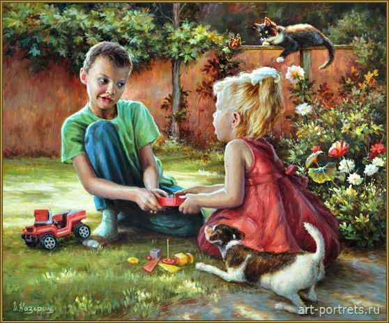 558x464 Painting Children Play In The Garden 2015 Deti - Kids Playing With Painting