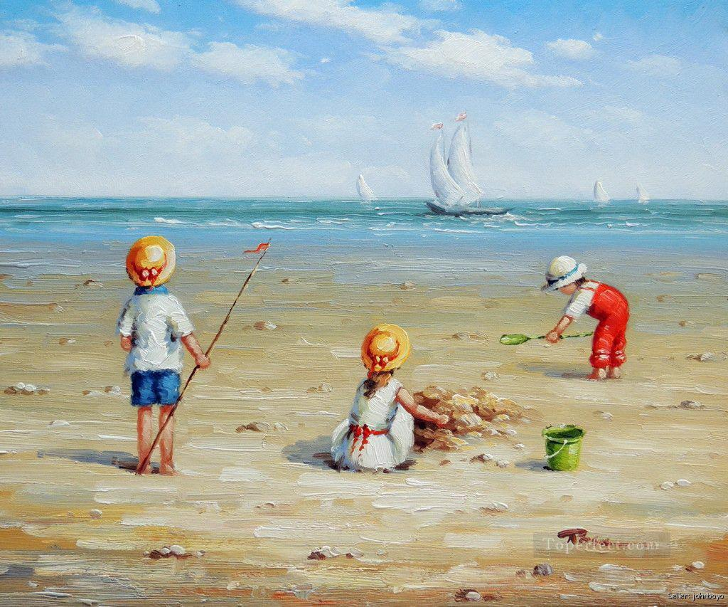 1024x853 Beach Paintings By Famous Artists Kids Playing On Beach Painting - Kids Playing With Painting