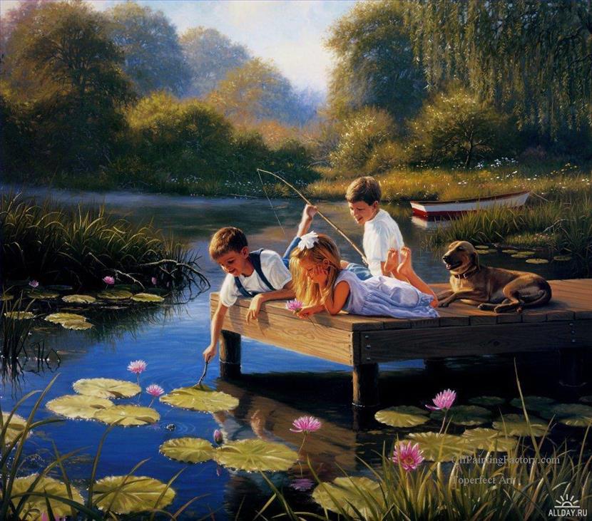 830x731 Playing Kids Oil Painting - Kids Playing With Painting