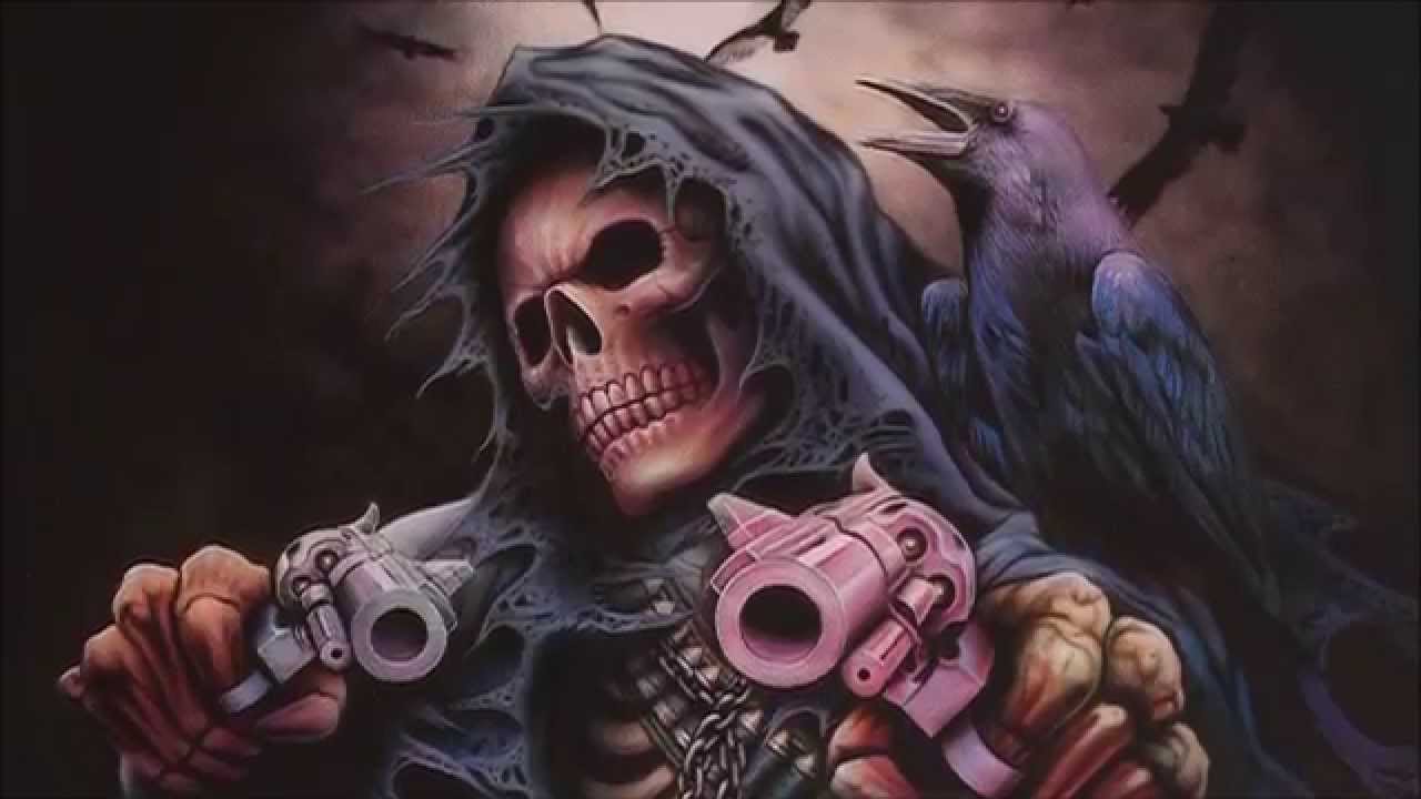 1280x720 Airbrush Painting Grim Reaper Skull Killer - Killer Painting